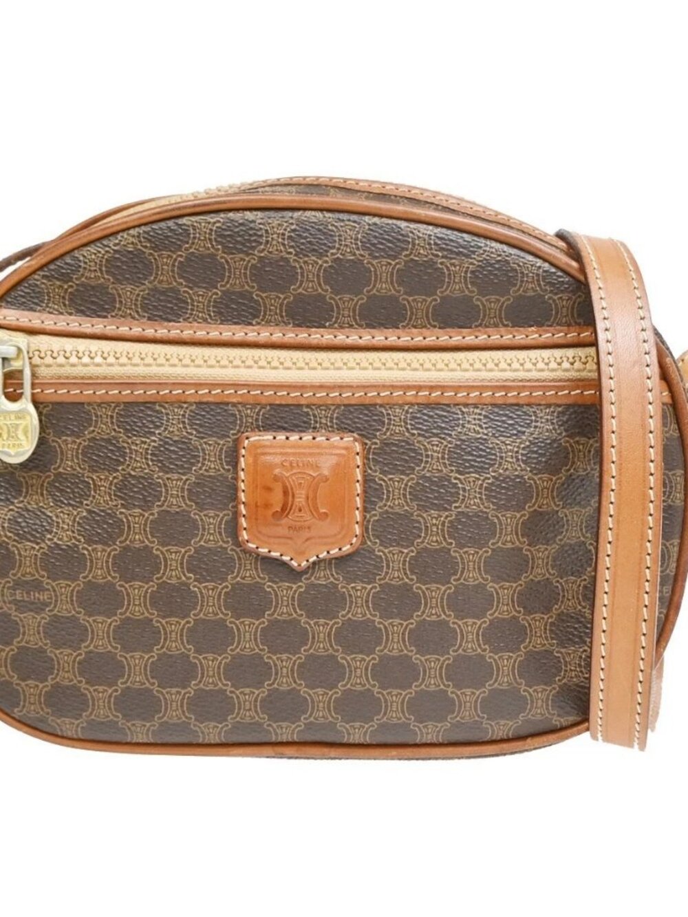 CELINE Logo Macadam Pattern Mini Shoulder Bag PVC Leather BN GHW Italy 37YJ541